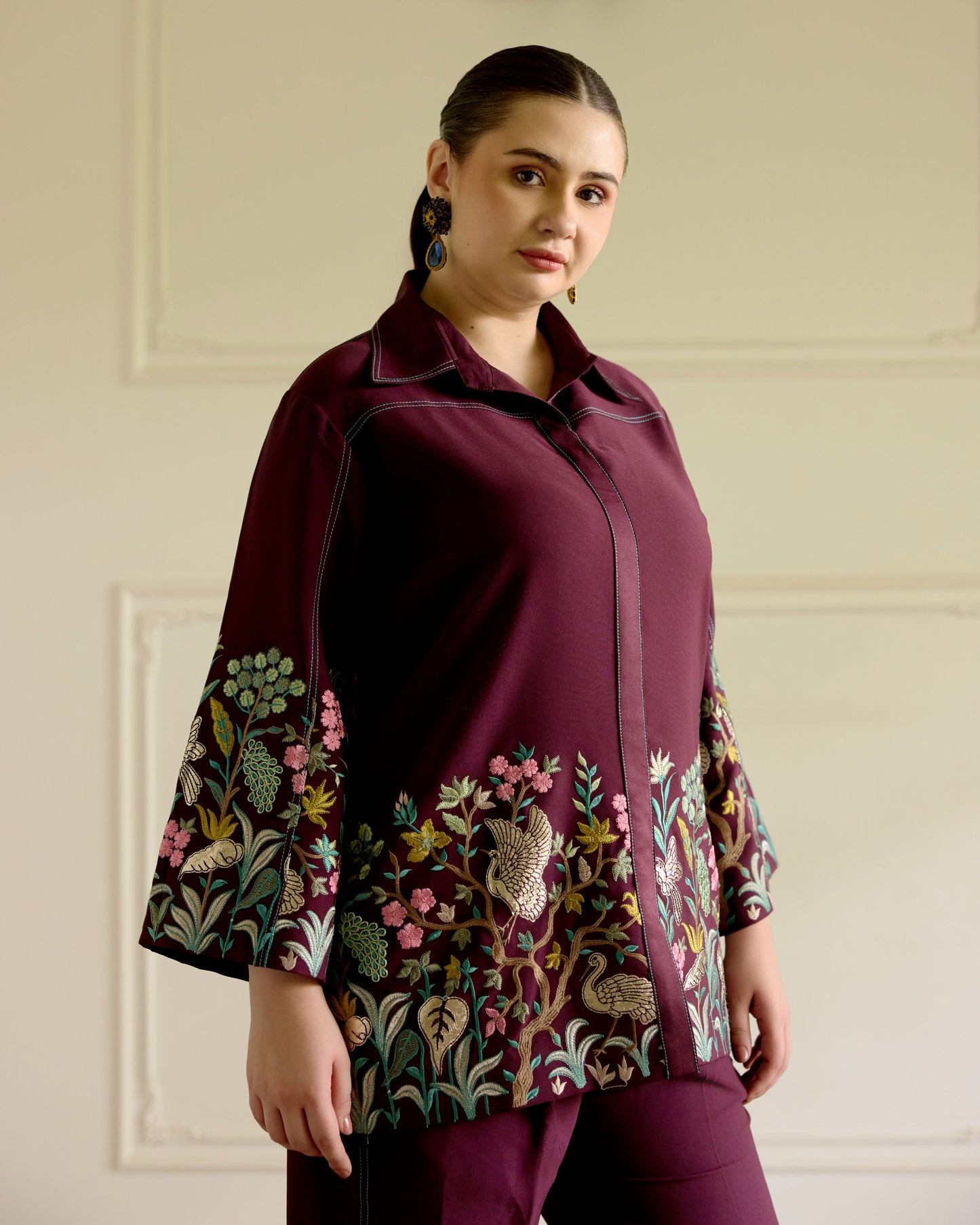 Wine Floral Coord Set