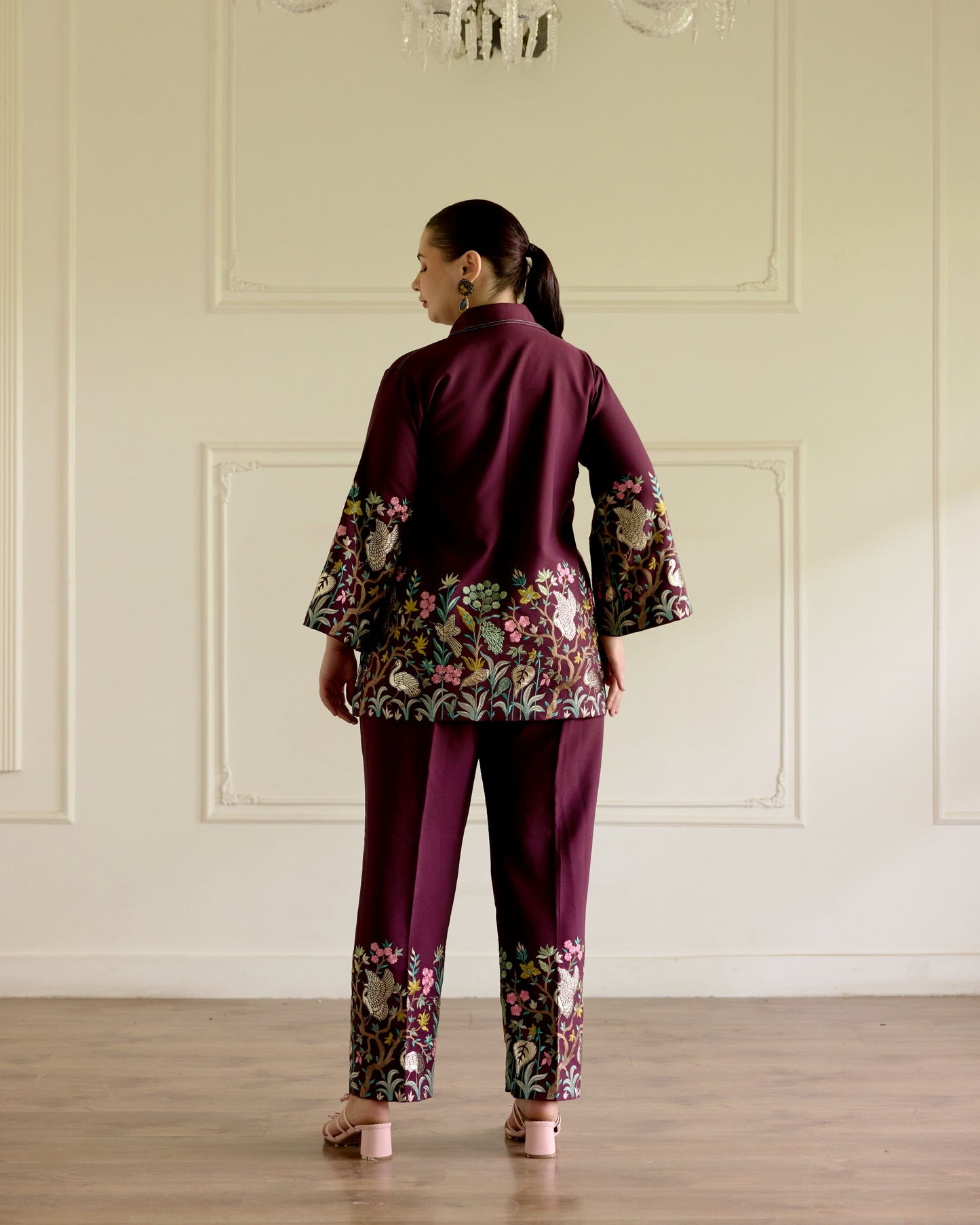 Wine Floral Coord Set
