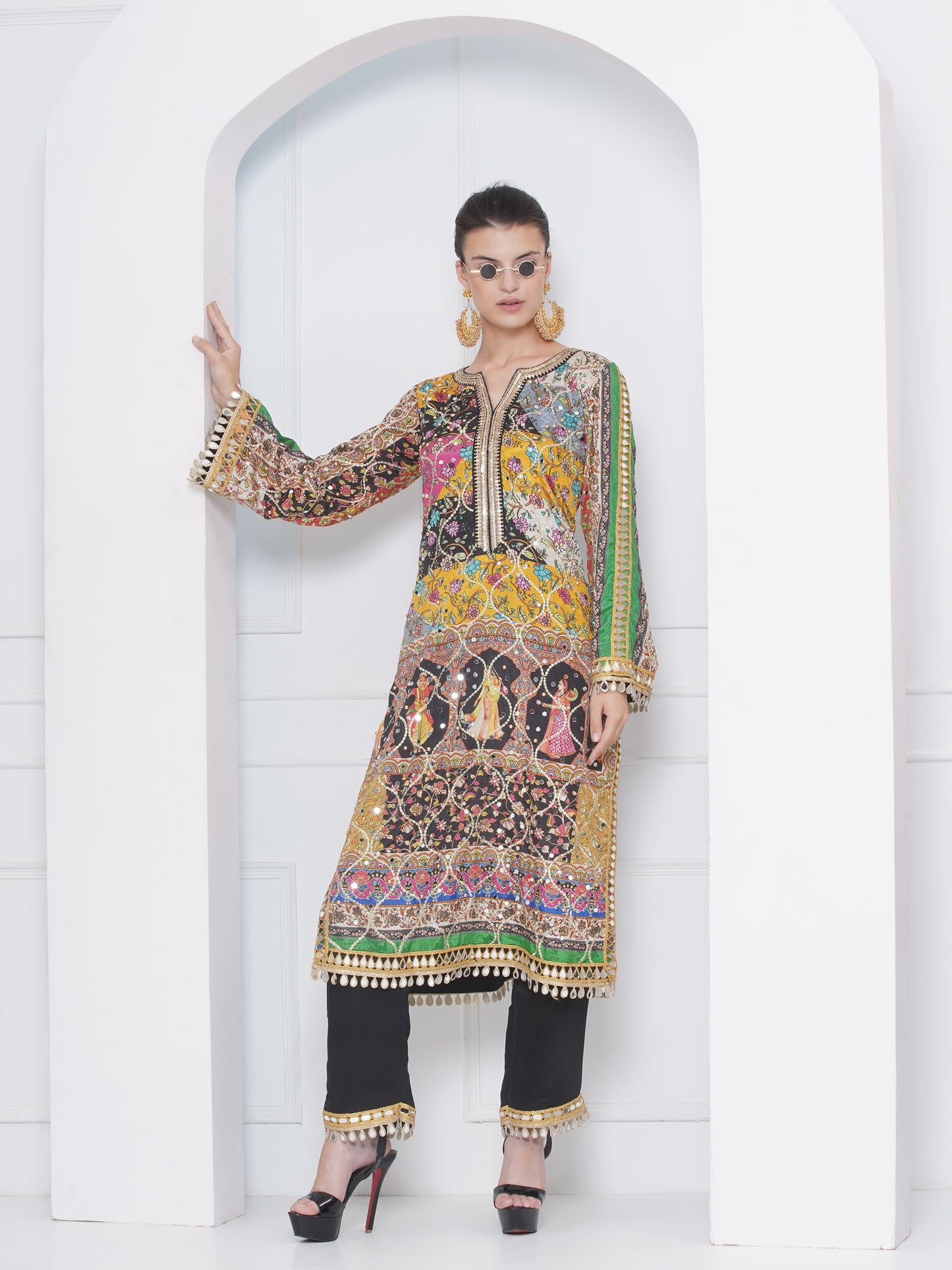 Girl print long suit set