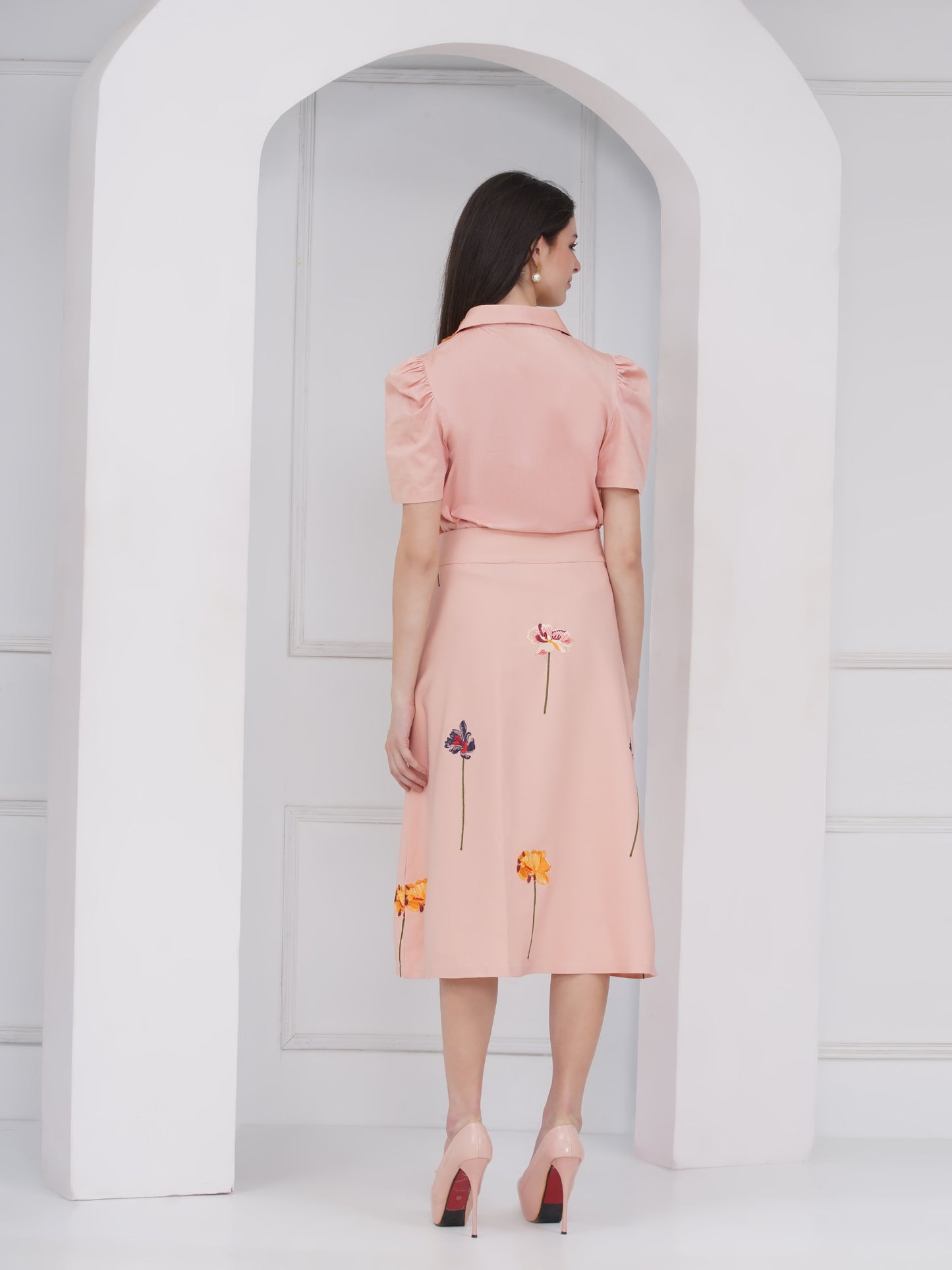 Peach Skirt Coord Set