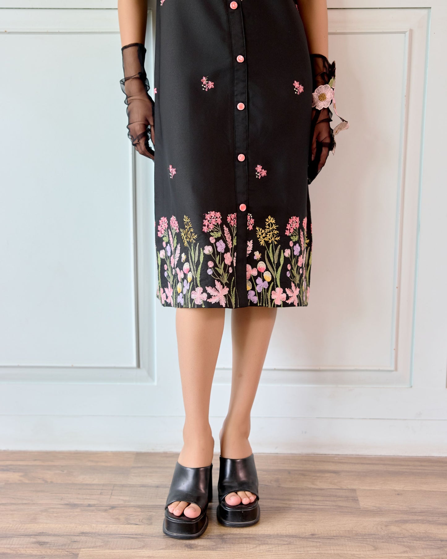 Black Floral Shirt Dress