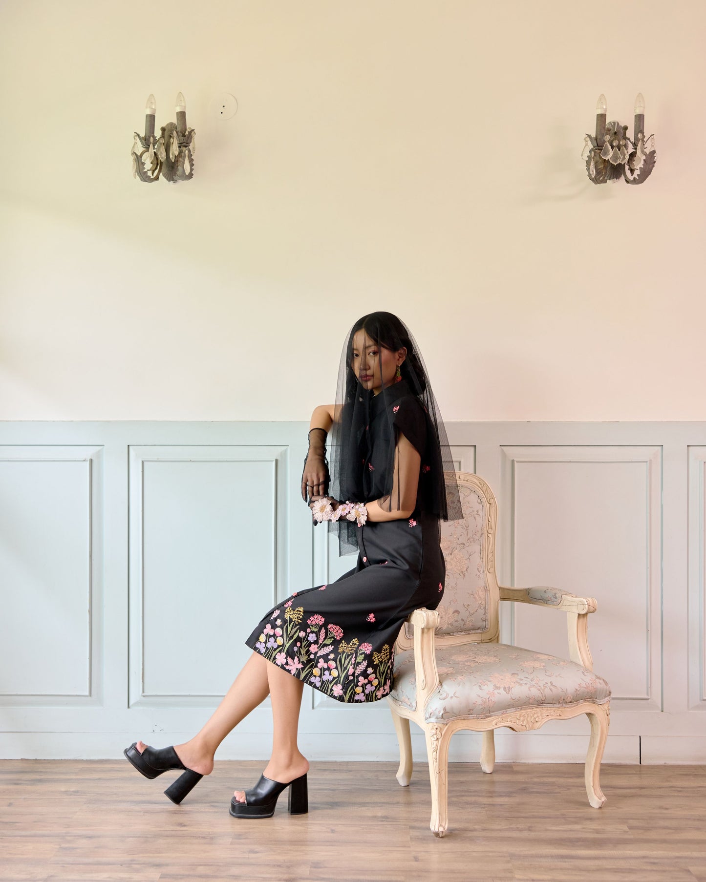 Black Floral Shirt Dress