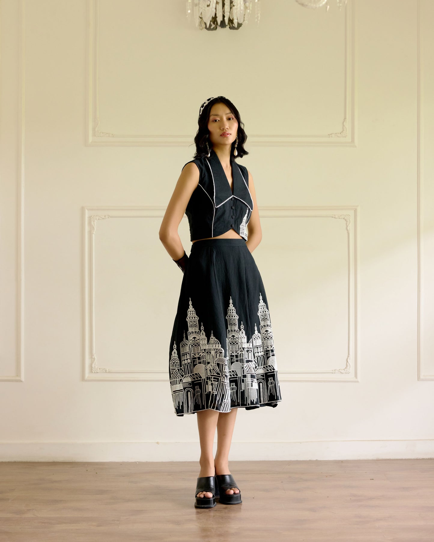 Embroidered Skirt Co-ord Set
