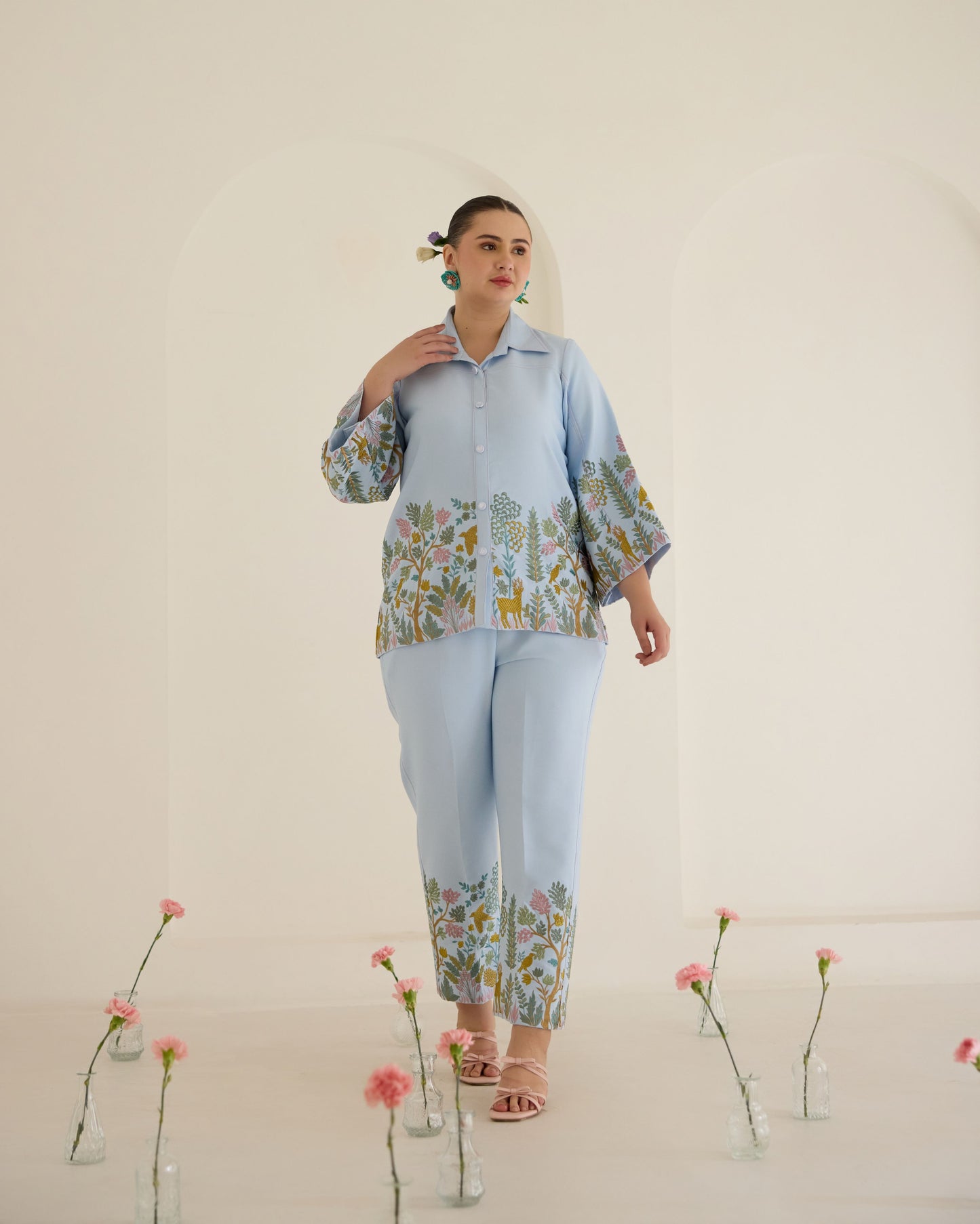Sky Blue Floral Coord Set