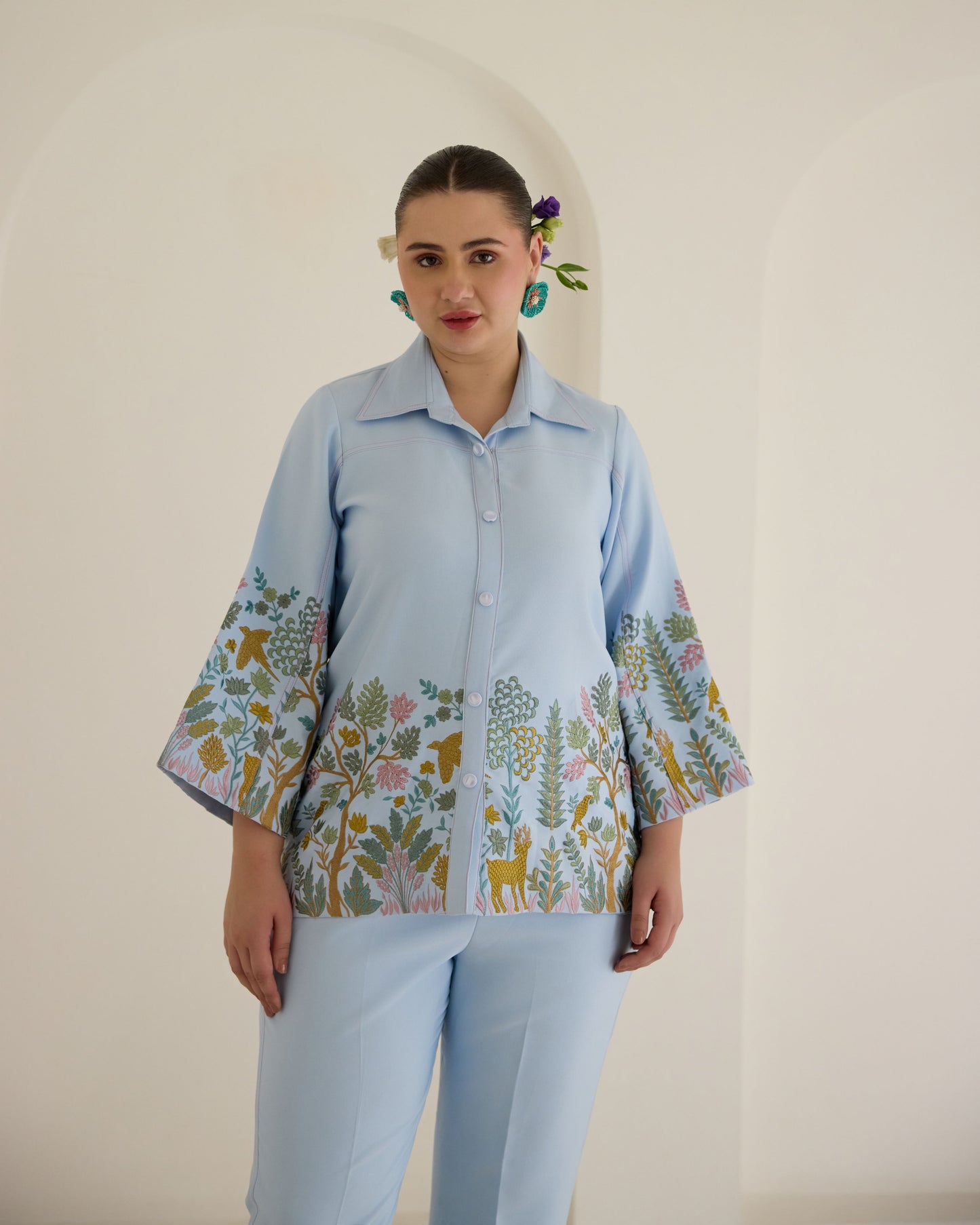 Sky Blue Floral Coord Set