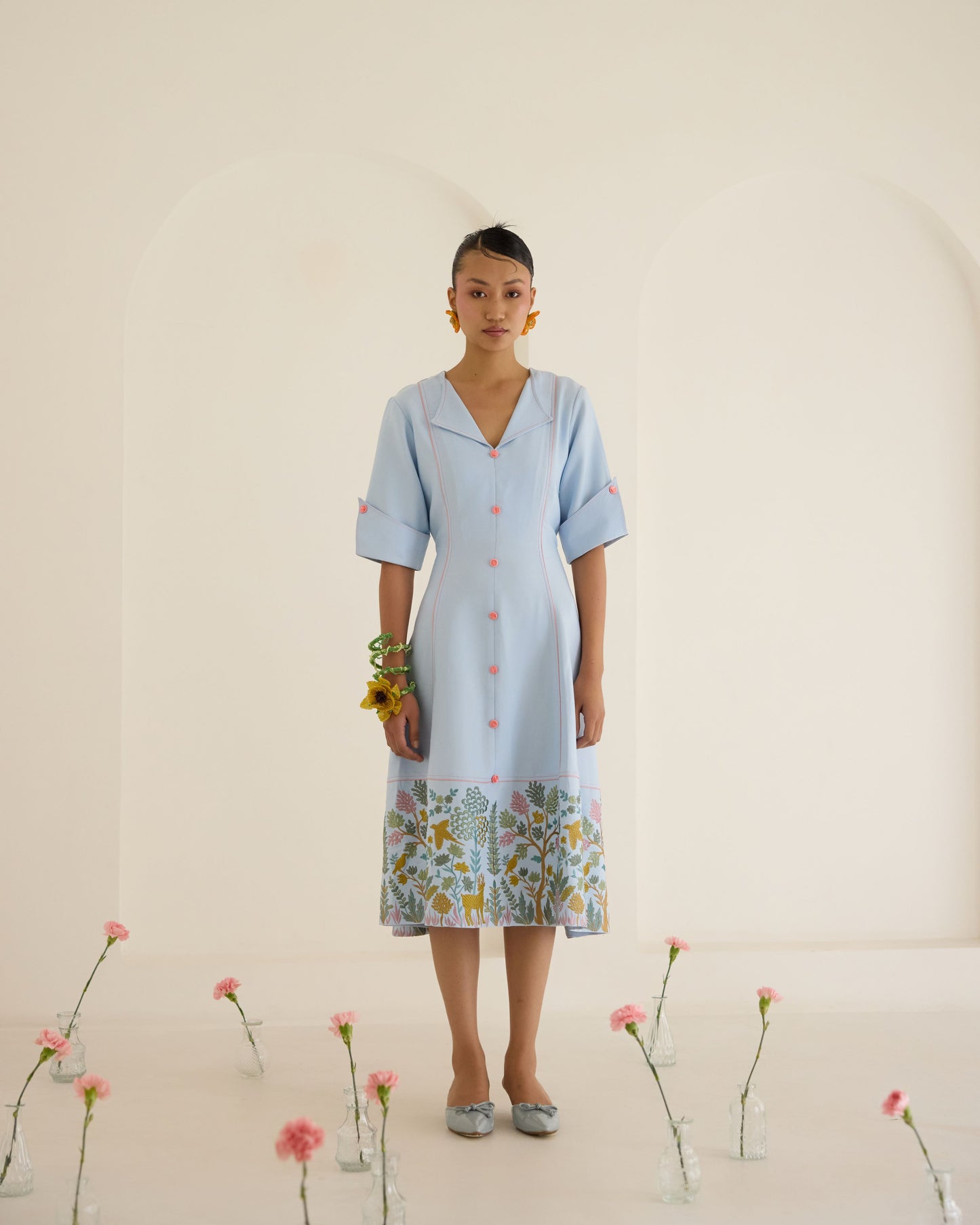 Sky Blue Floral Dress