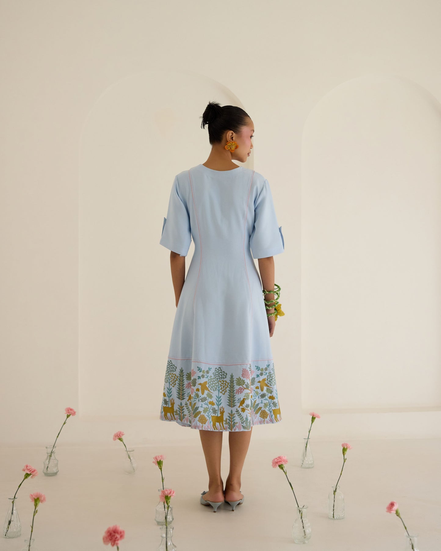 Sky Blue Floral Dress