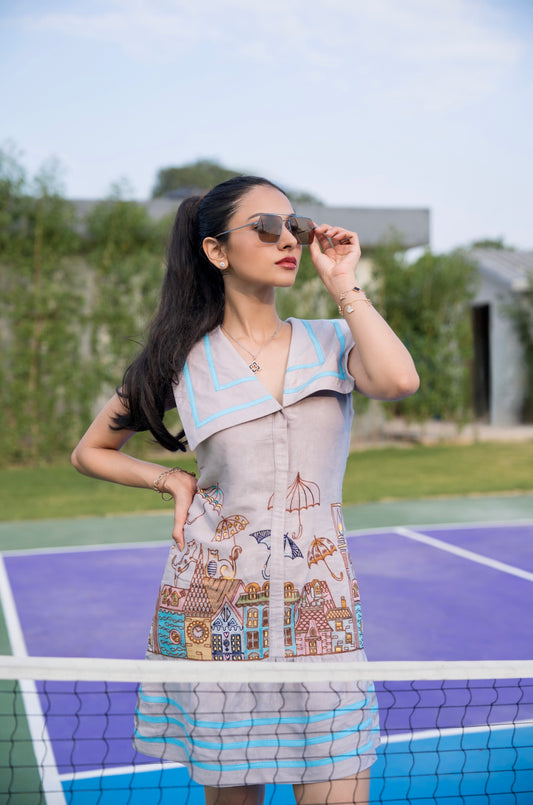 Denim Fit & Flare Dress