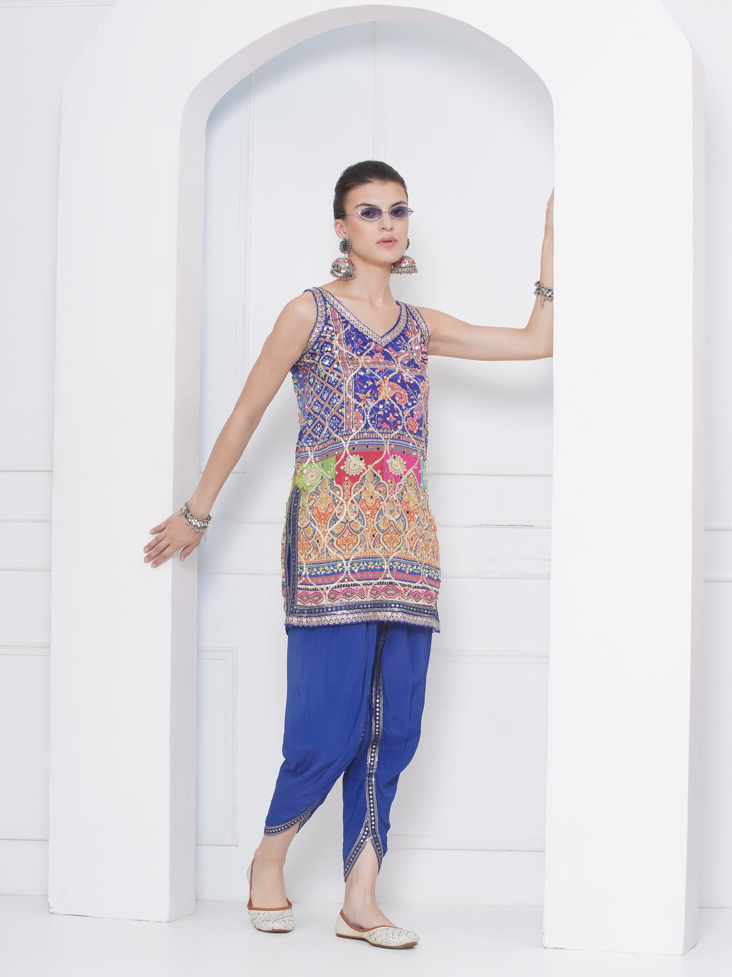 Short kurta with dhoti set