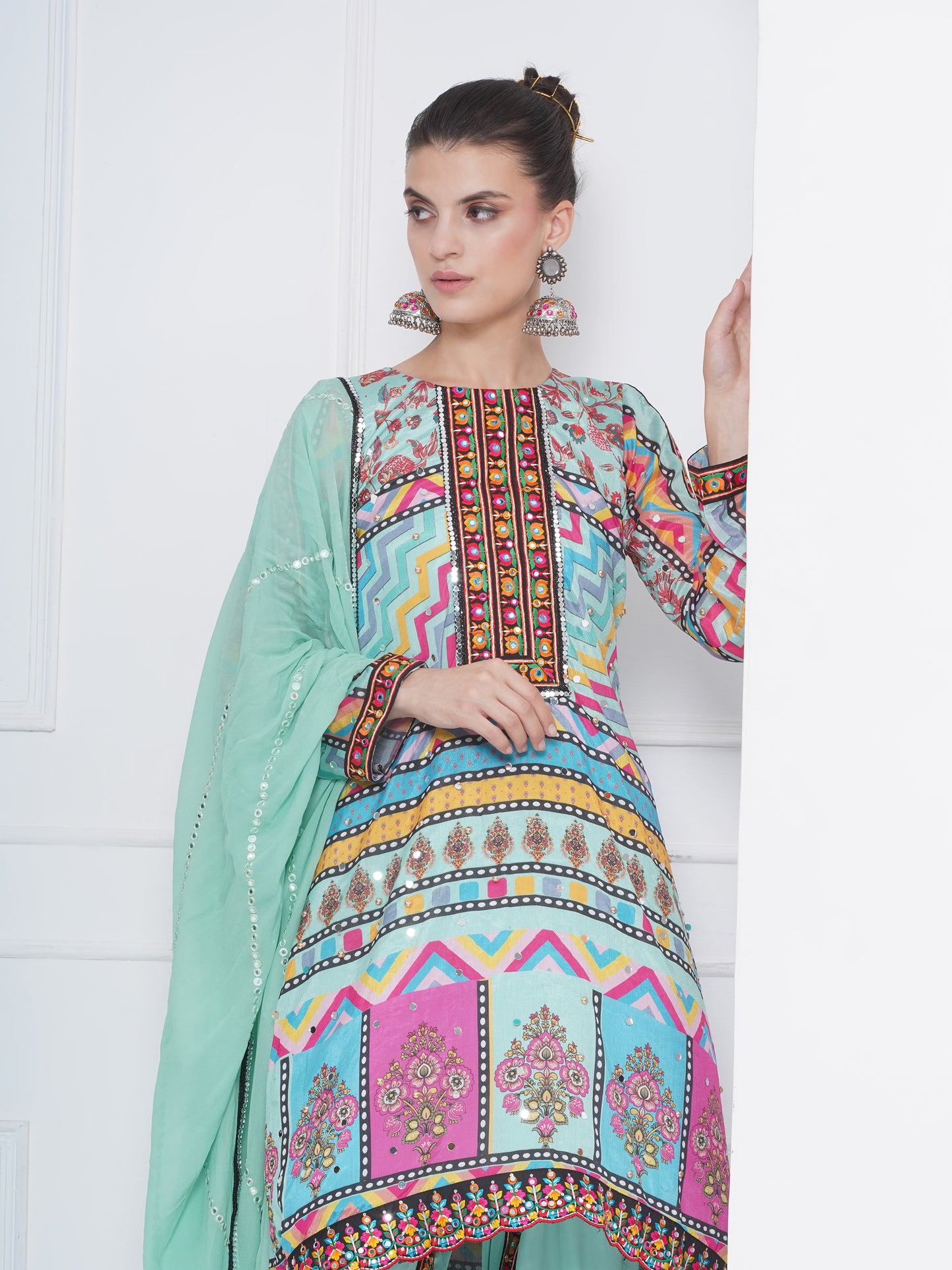 Printed C cut suit set