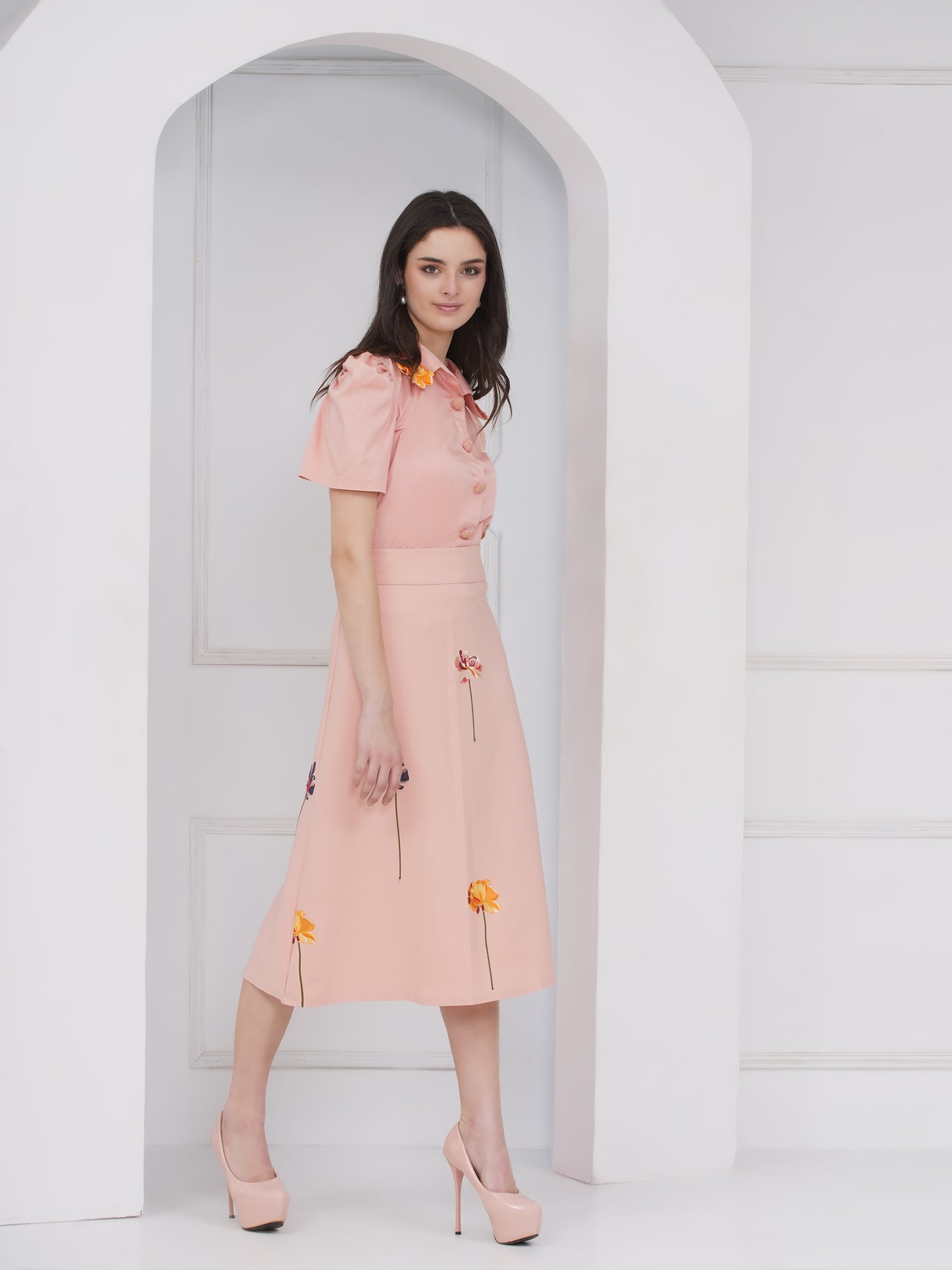 Peach Skirt Coord Set