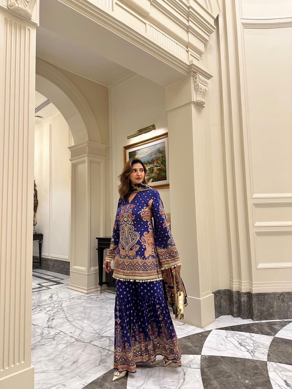 Cobalt Sharara Set