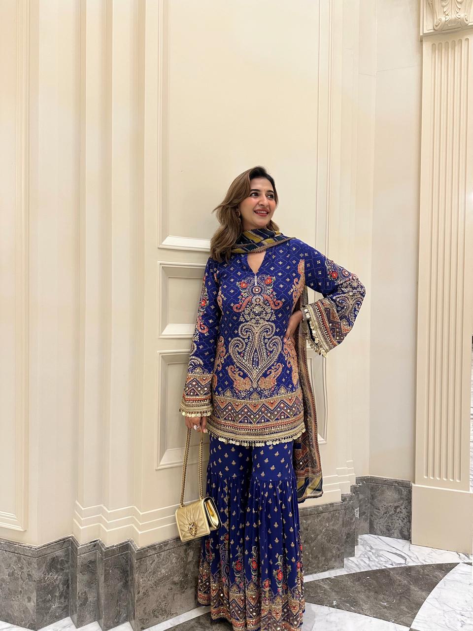 Cobalt Sharara Set