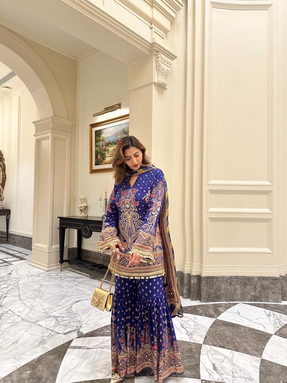 Cobalt Sharara Set
