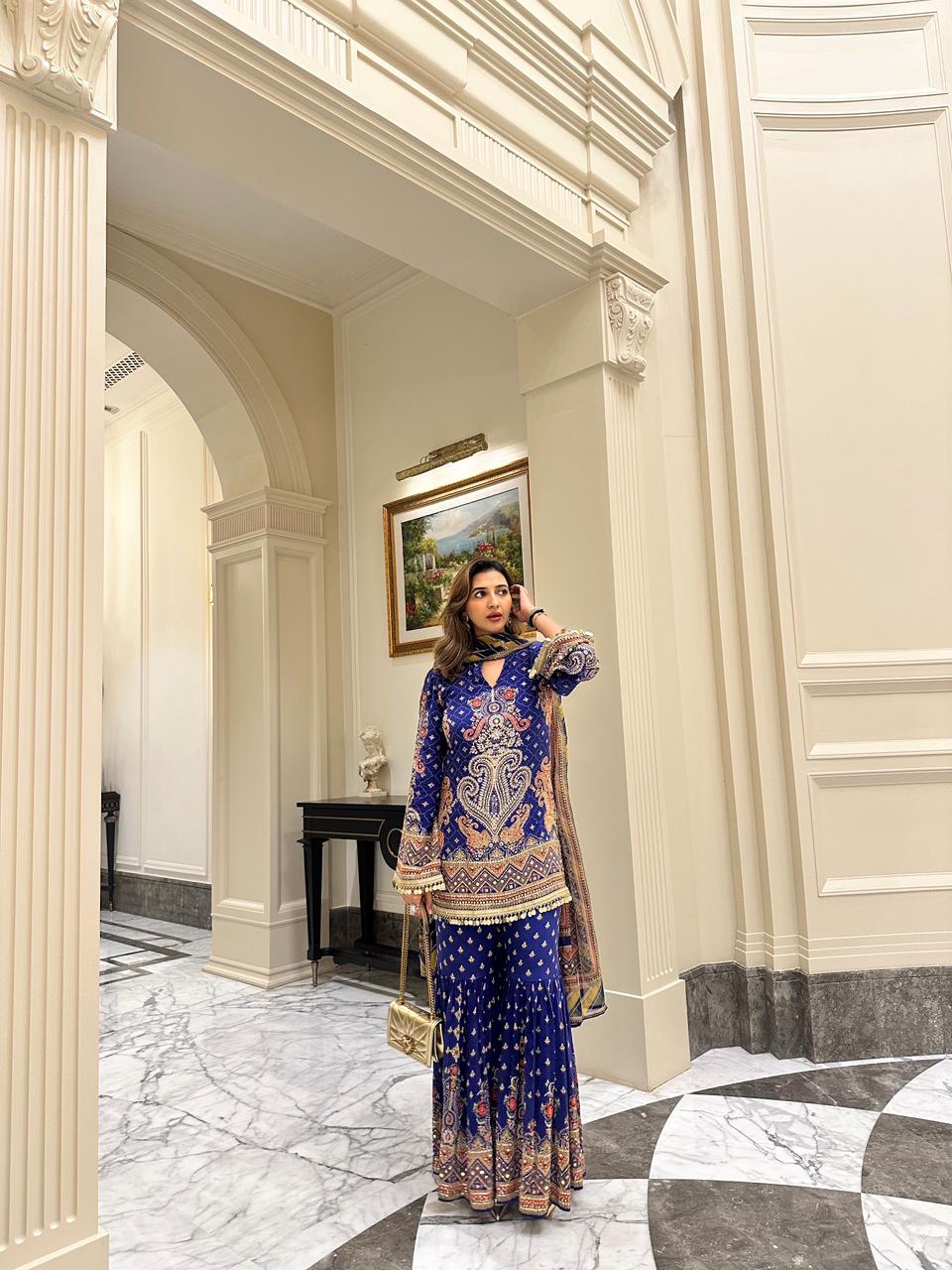 Cobalt Sharara Set