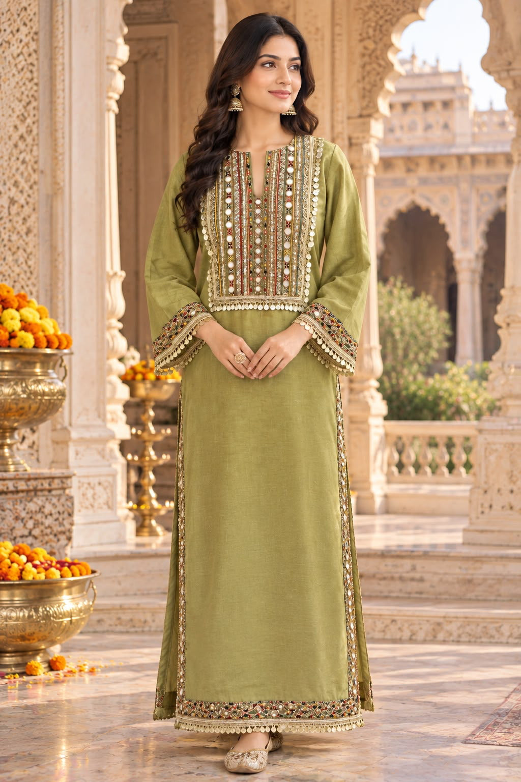 Sunehri Kaftaan - Green