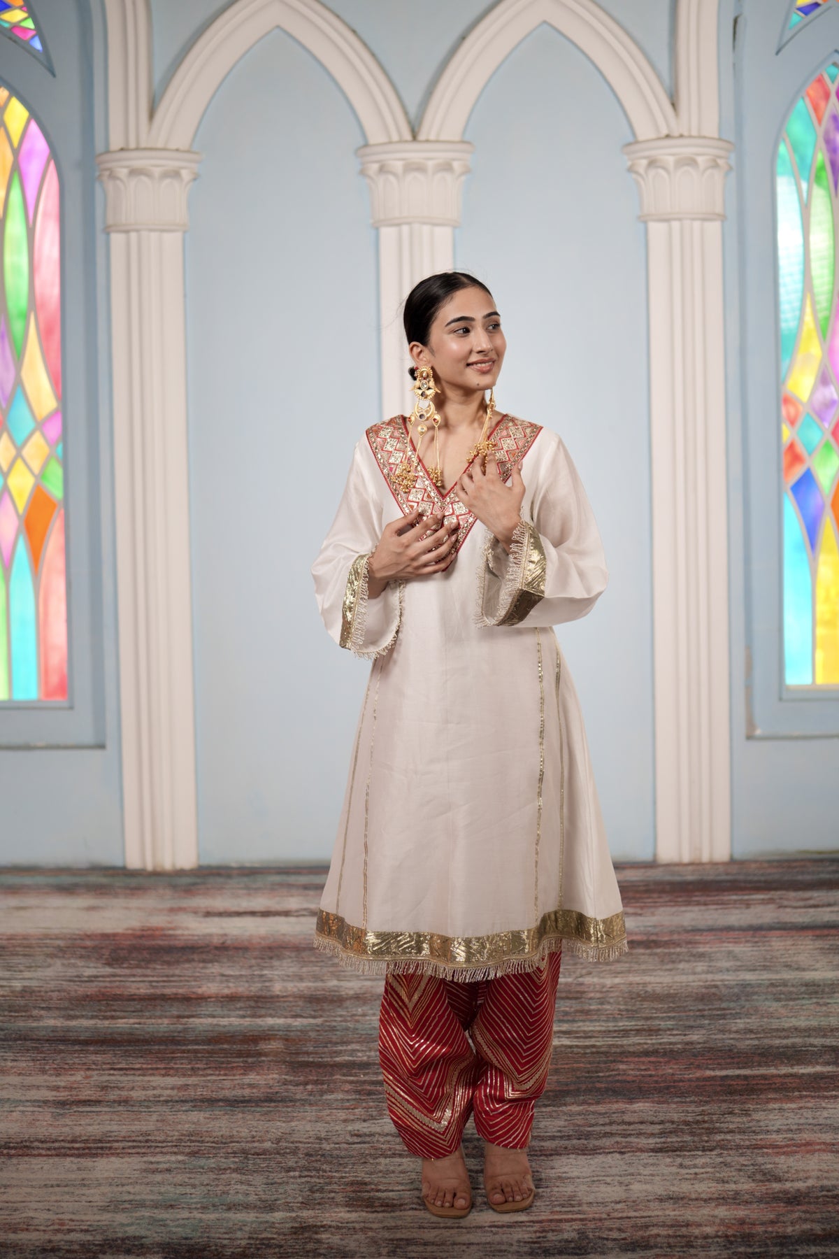 Noor Kurta Set - Red