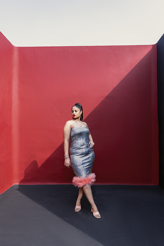 Bling feather tube dress