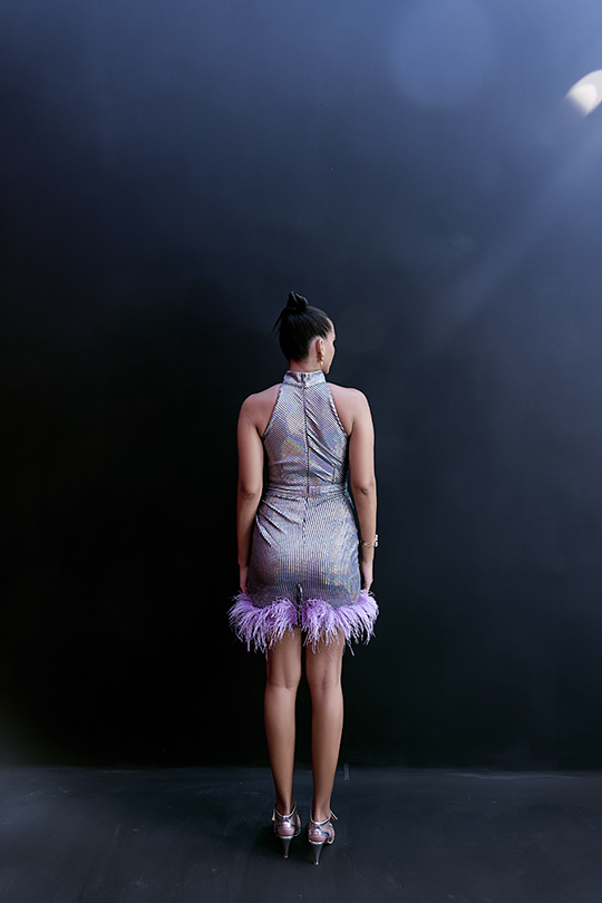 Bling feather short dress