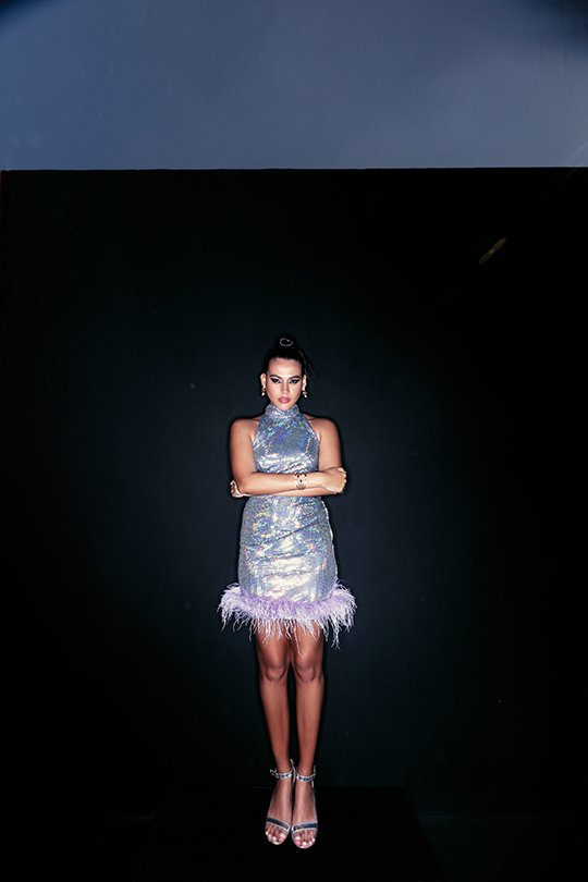 Bling feather short dress